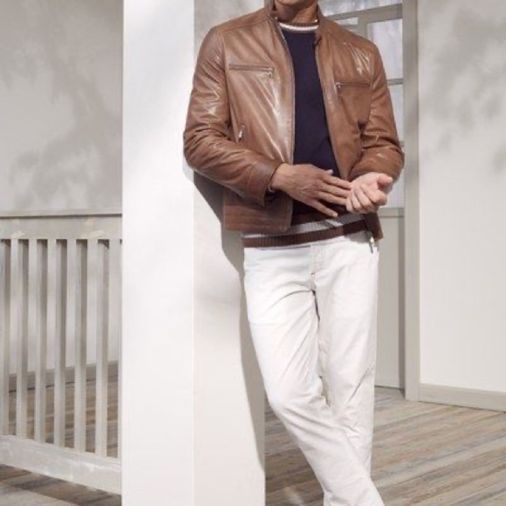 Brunello Cucinelli Brown Nappa Leather Jacket